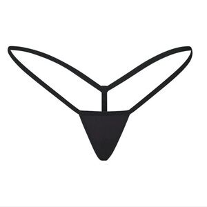 SKIMS Black Minimal T-Back Bikini Bottom